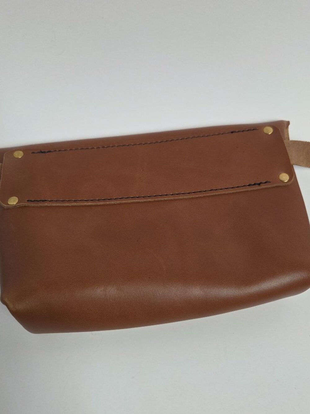 Handmade Brown Leather Crossbody Bag Minimalist Adjustable Strap Satchel Purse - Picture 2 of 7